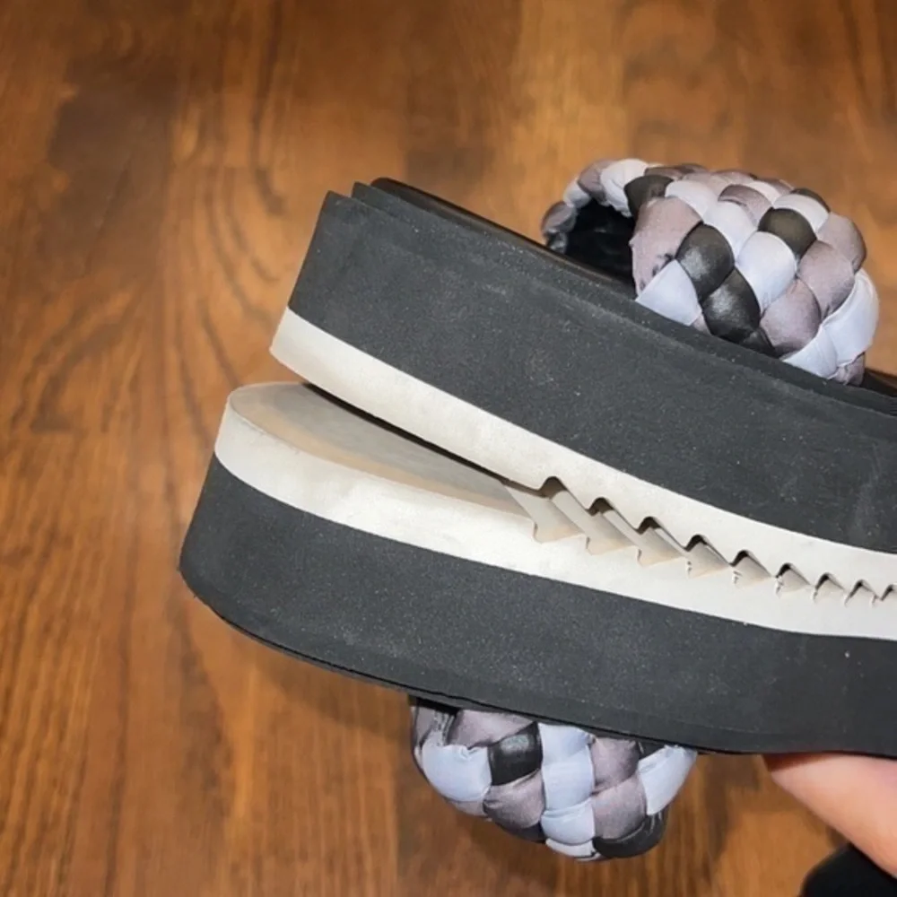 AGL Mirea Black Braided Platform Ankle Strap‎ Sandals